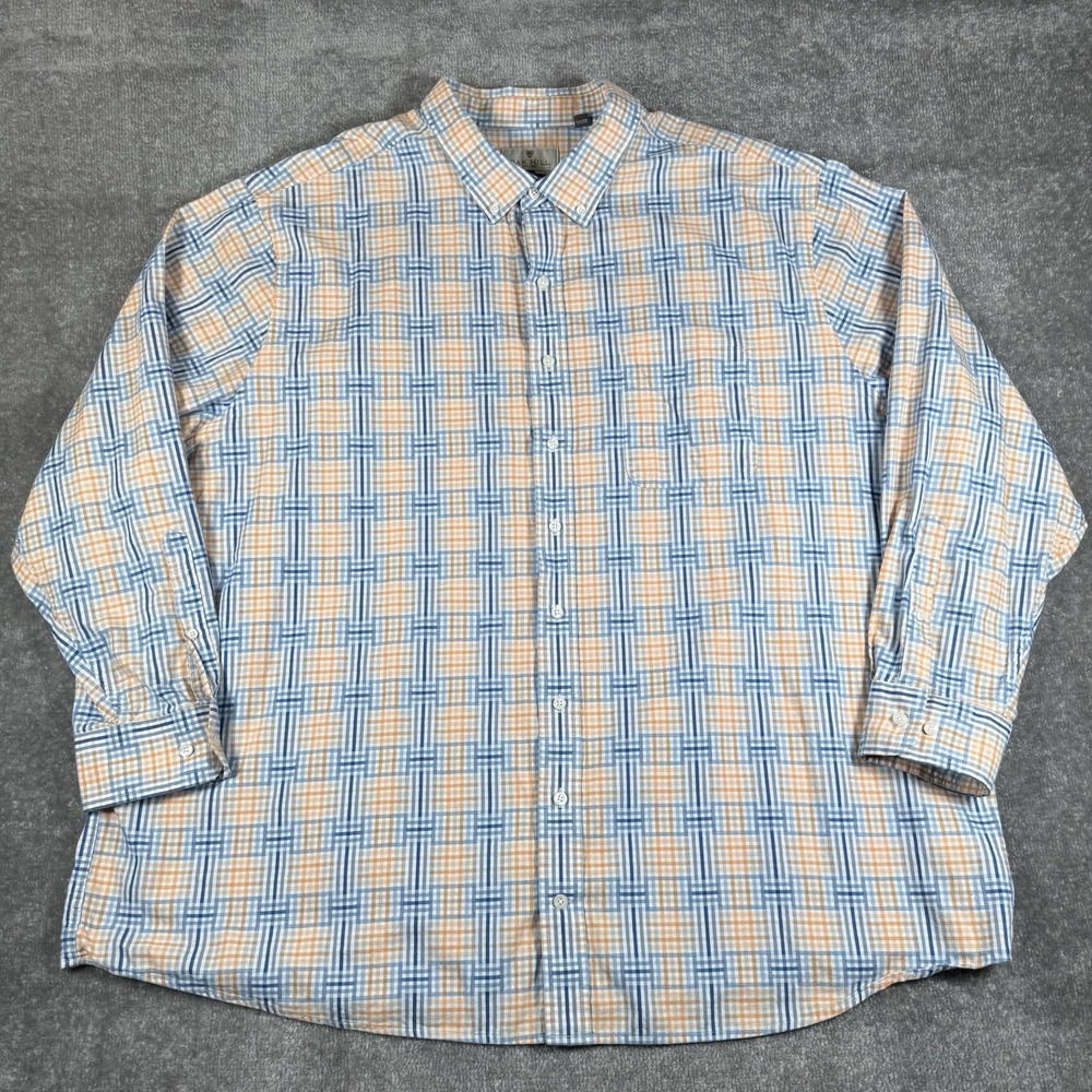 Oak Hill Shirt‎ Men's 3XLT Blue Orange Plaid Long Sleeve Button Up